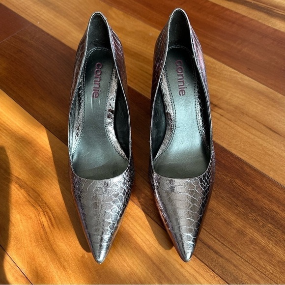 Connie Penelope stiletto Pointed Toe Snake Brown Pumps Heels - Picture 3 of 10